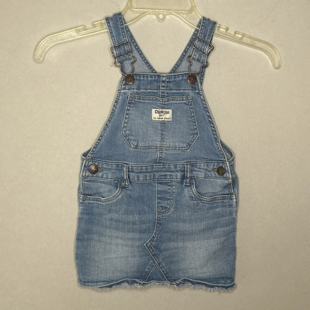 OshKosh B'gosh Skirtall Denim Overall Skirt Blue 2T Vintage Classic Boho Preppy